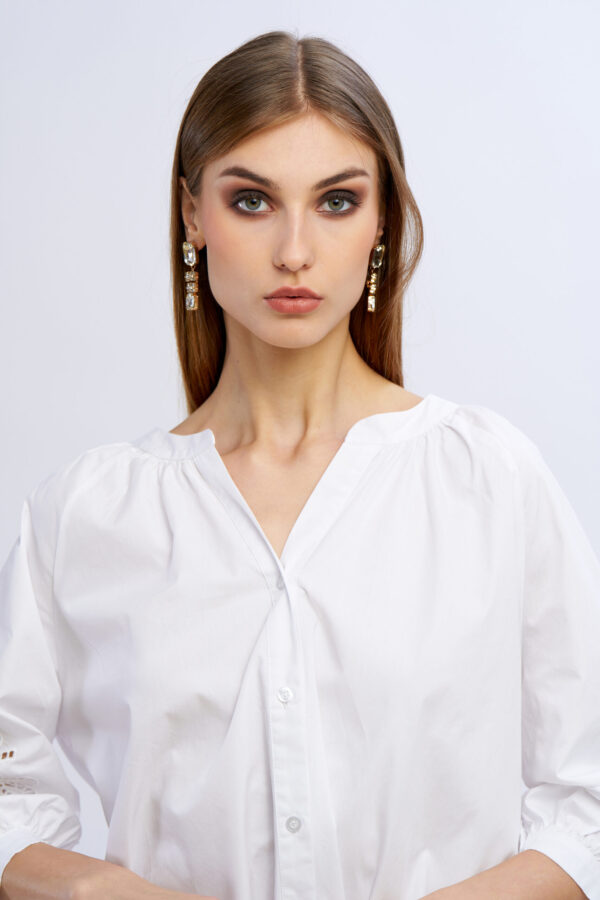 Cotton Shirt with Inserted Sleeves - Image 2
