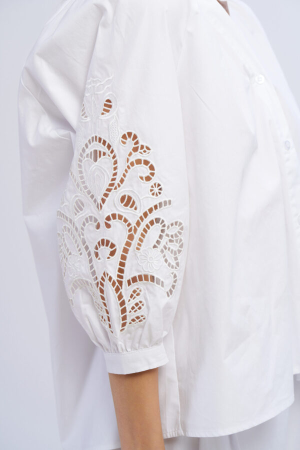 Cotton Shirt with Inserted Sleeves - Image 3