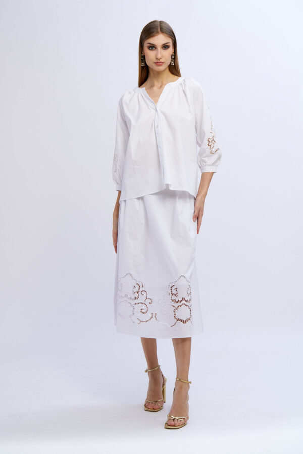 Long Cotton Skirt with Insert