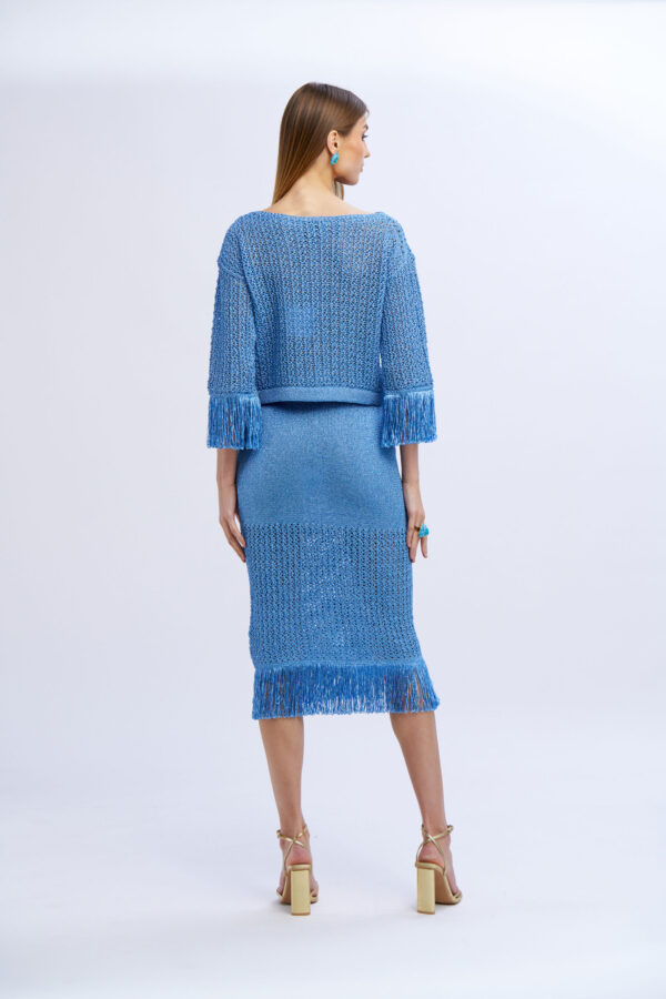 Boat Neck Sweater with Fringes - Image 2