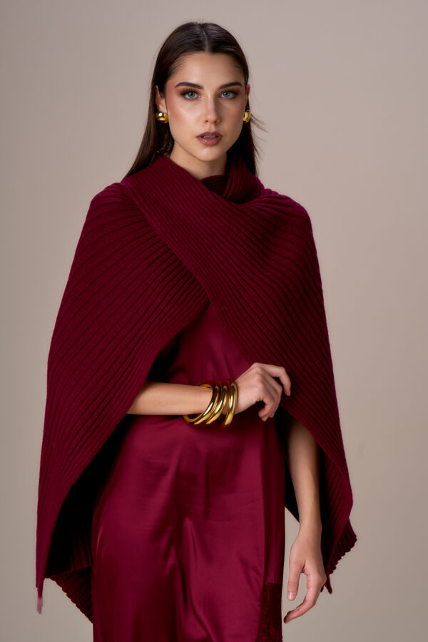 Poncho maglia e coste - immagine 3