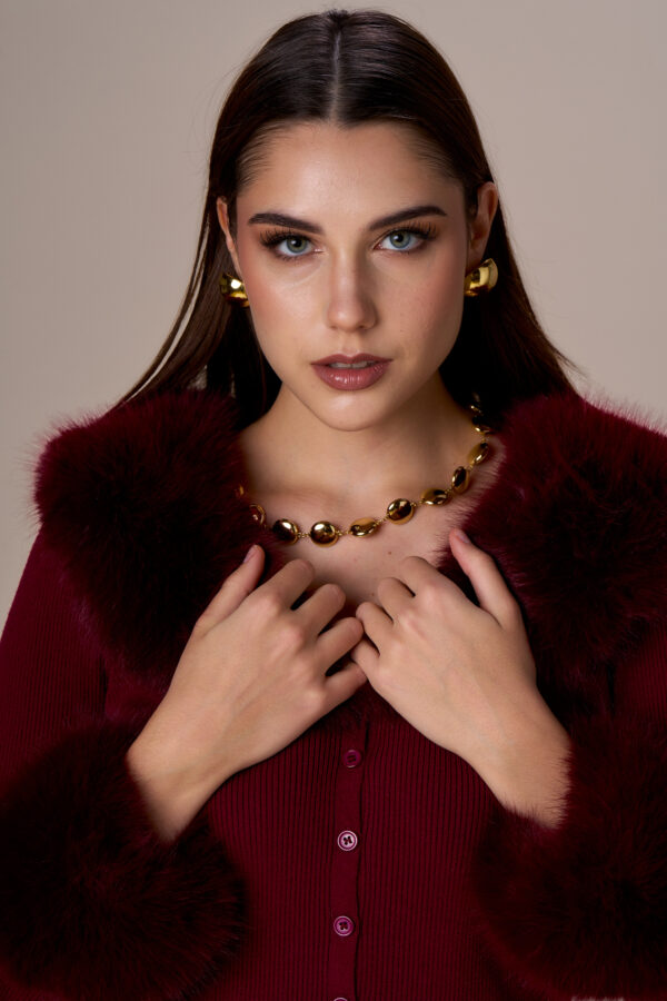 Cardigan maglia bordi simil pelliccia - immagine 3