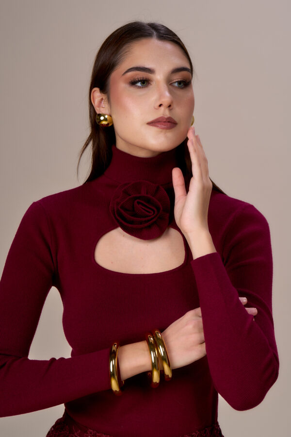Maglia scollo rosa - immagine 3