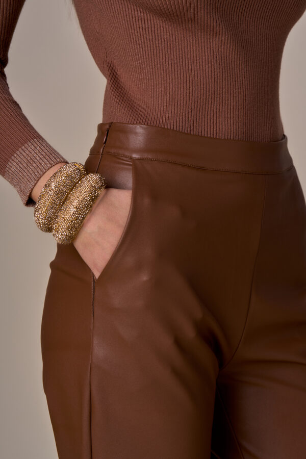 Wide-leg faux leather trousers - Image 3