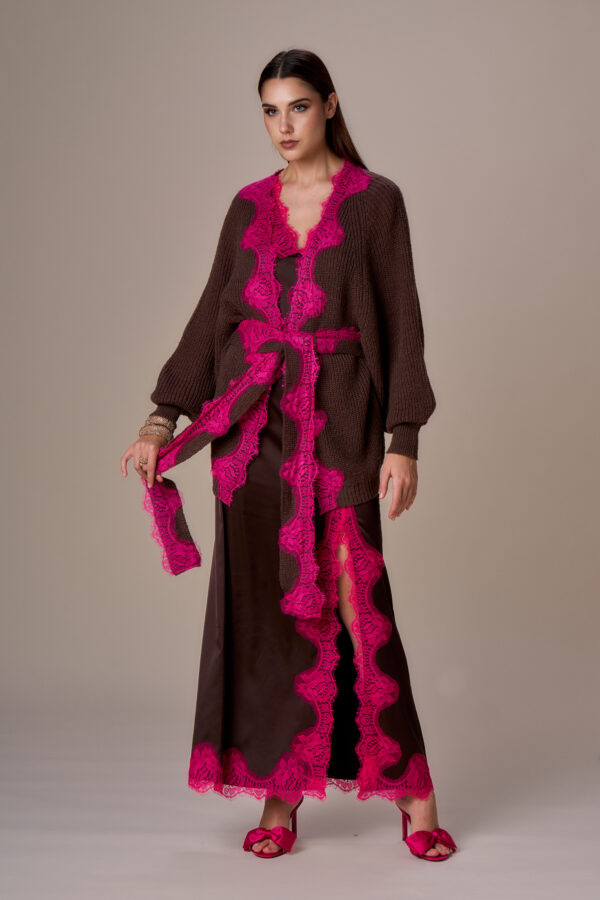 Maxi cardigan con pizzo - immagine 2