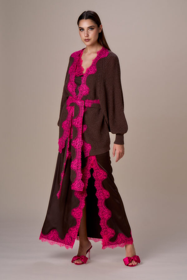 Maxi cardigan con pizzo - immagine 3