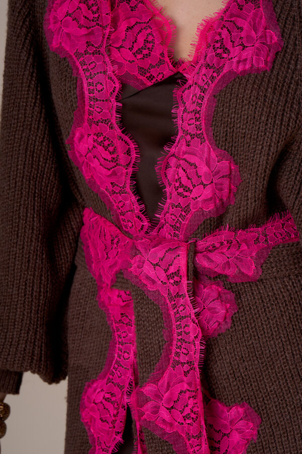 Maxi cardigan con pizzo - immagine 5