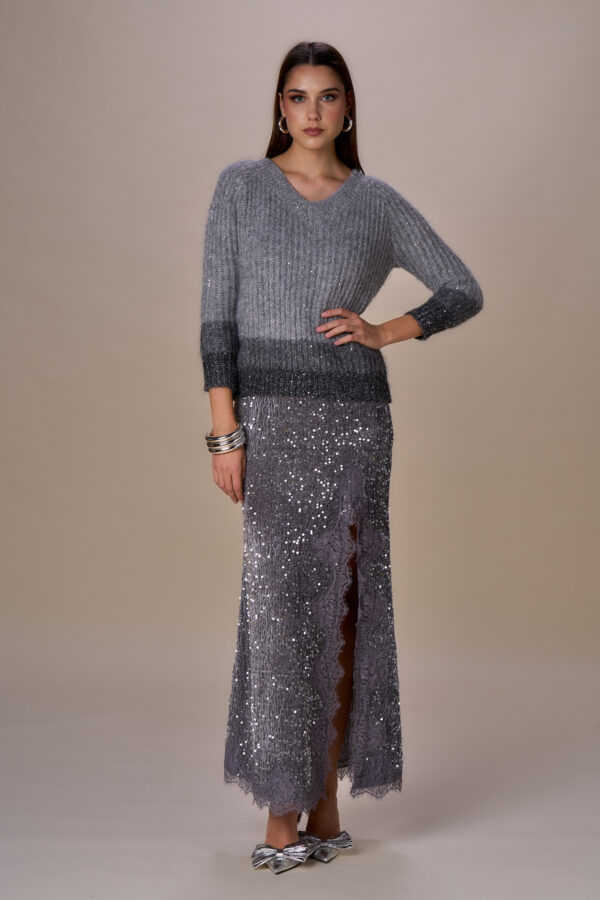 Maglia scollo V luxury paillettes