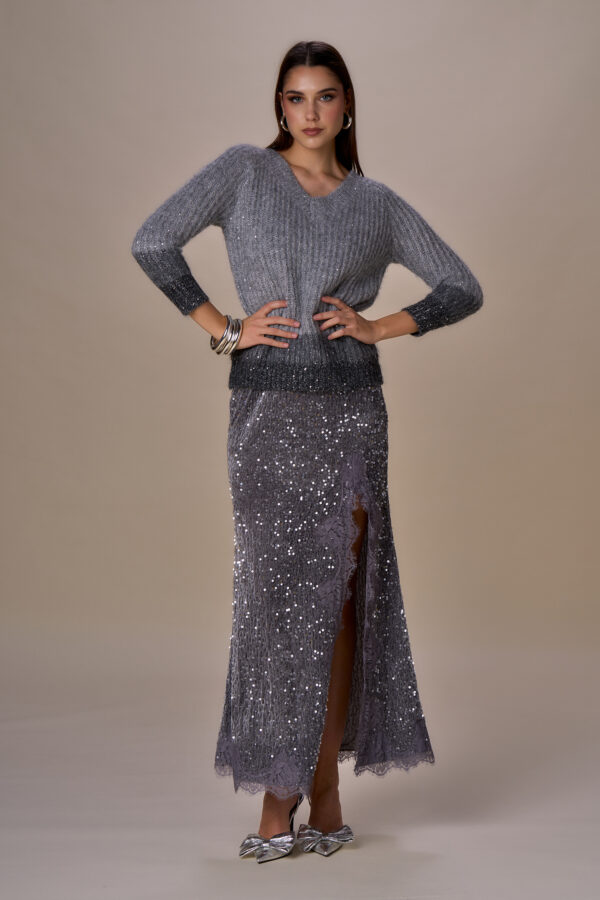 Maglia scollo V luxury paillettes - immagine 4