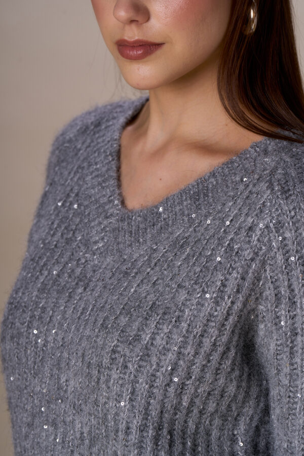 Maglia scollo V luxury paillettes - immagine 7