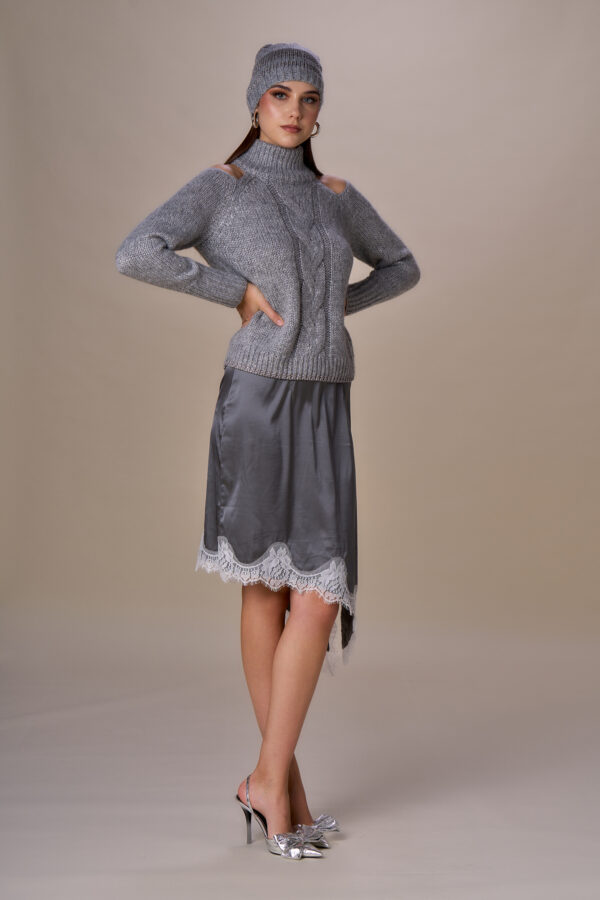 Maglia collo alto spalle fuori lurex - immagine 2