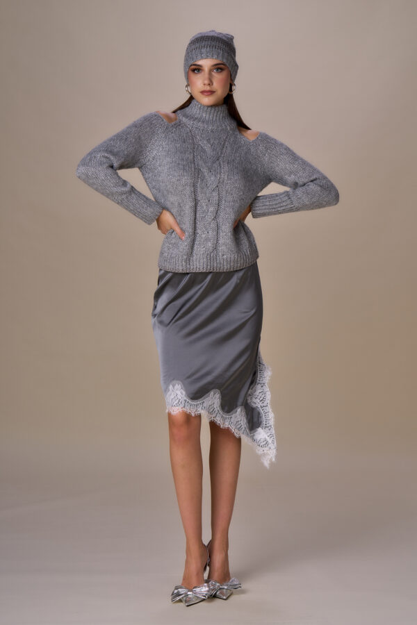 Maglia collo alto spalle fuori lurex - immagine 3