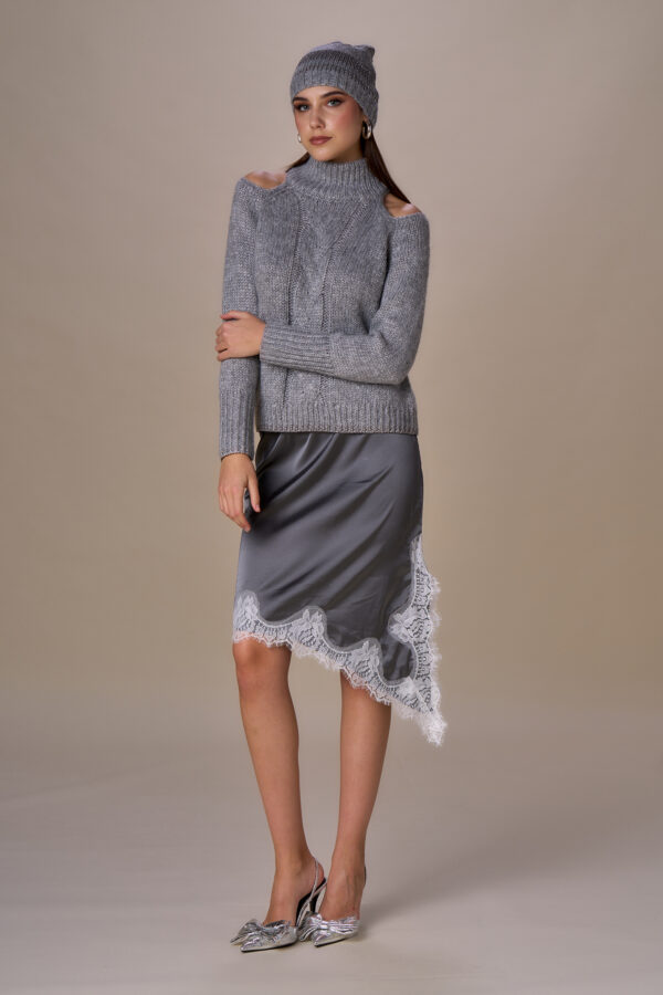 Maglia collo alto spalle fuori lurex - immagine 4