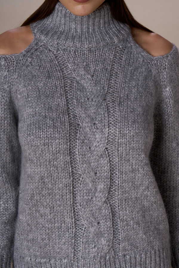 Maglia collo alto spalle fuori lurex - immagine 6