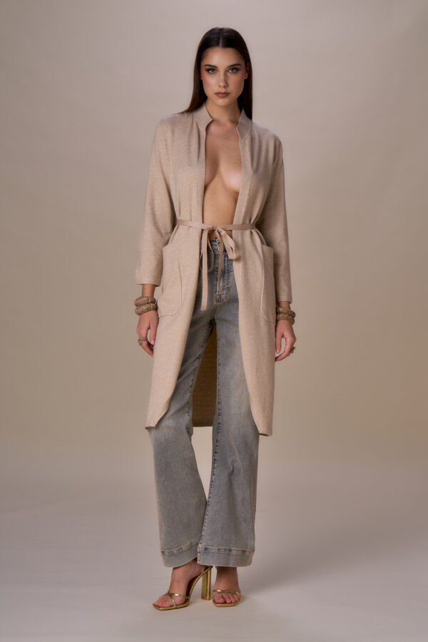 Maxi cardigan con nastro - immagine 2