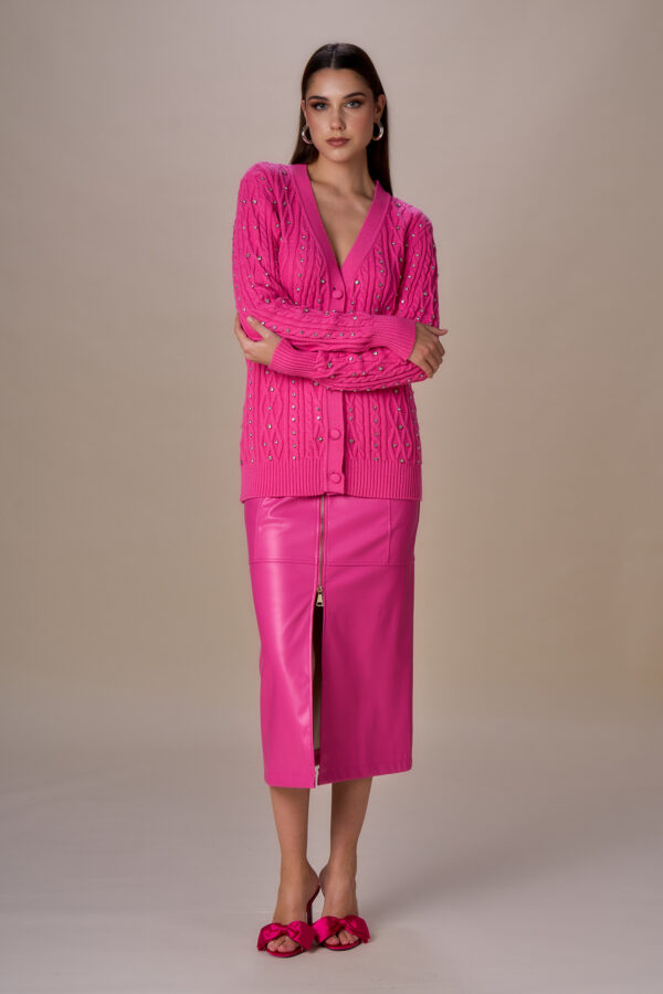 Cardigan trecce diamanti