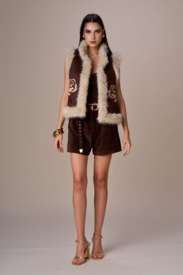 Gilet simil shearling ricamato - immagine 6