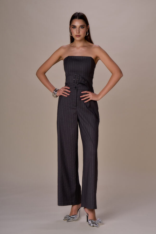 Lurex pinstriped bustier top