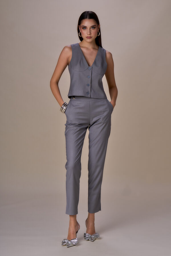 Lurex pinstriped cigarette trousers