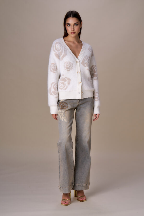 Cardigan simil pelliccia e rose - immagine 5