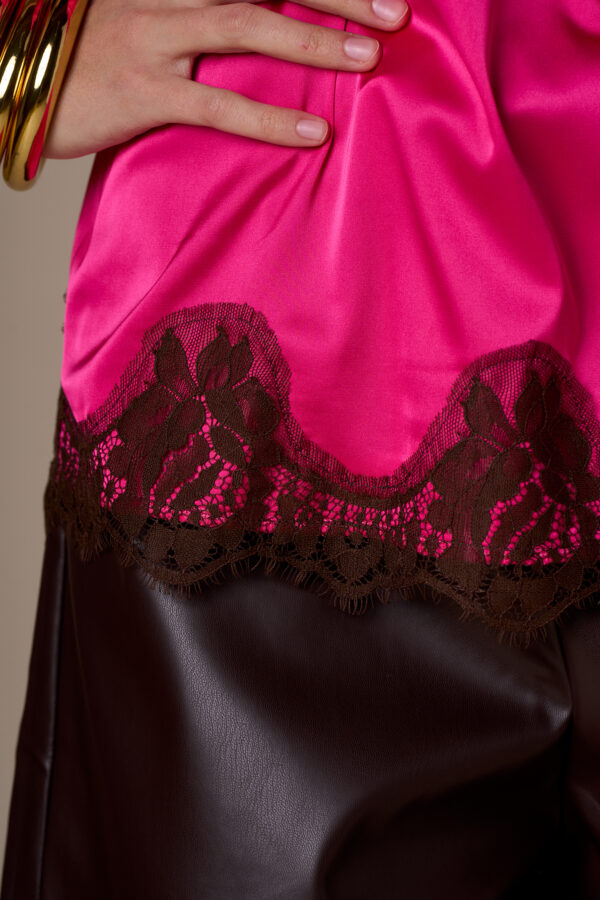 Contrast lace satin top - Image 4