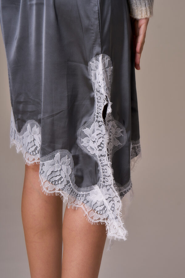 Gonna raso pizzo contrasto - immagine 2