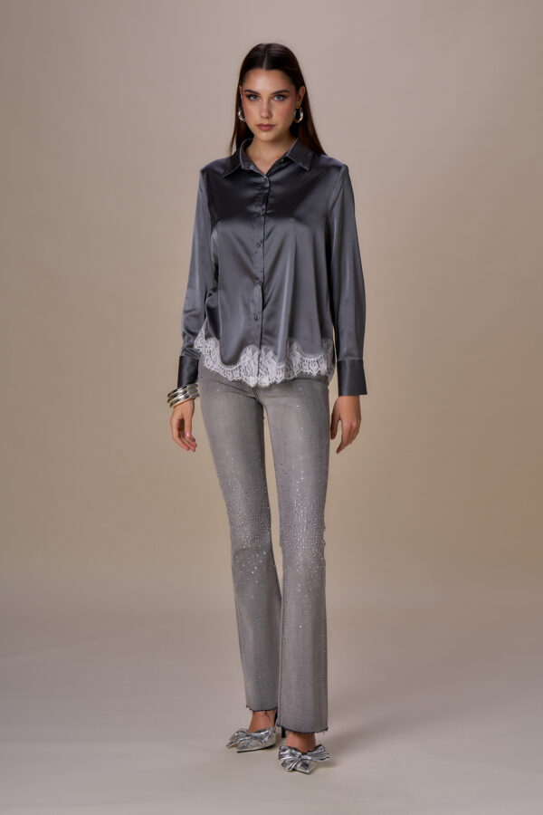 Lace bottom satin shirt - Image 3