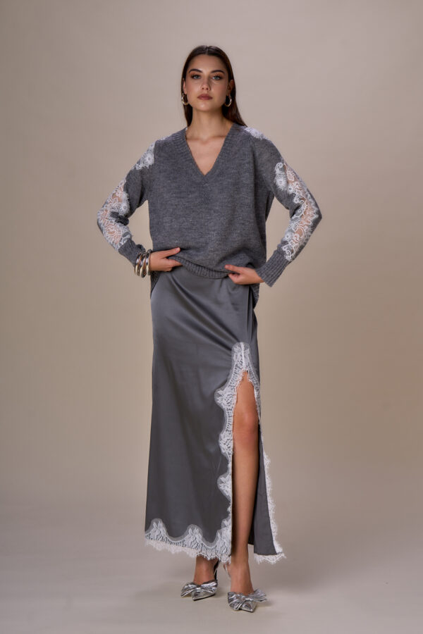 Maglia V pizzo maniche