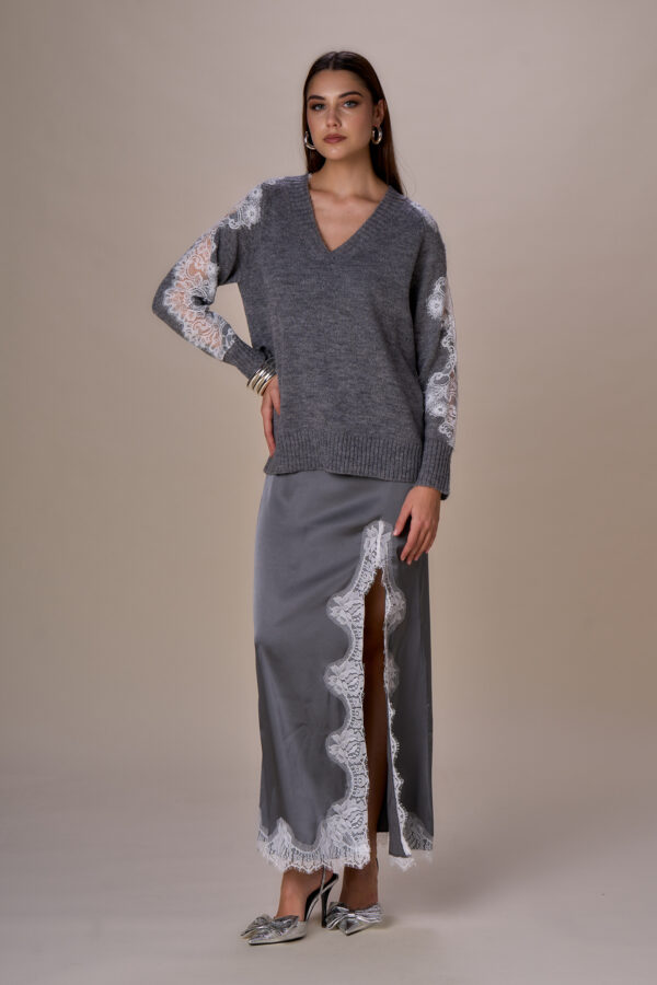 Maglia V pizzo maniche - immagine 2