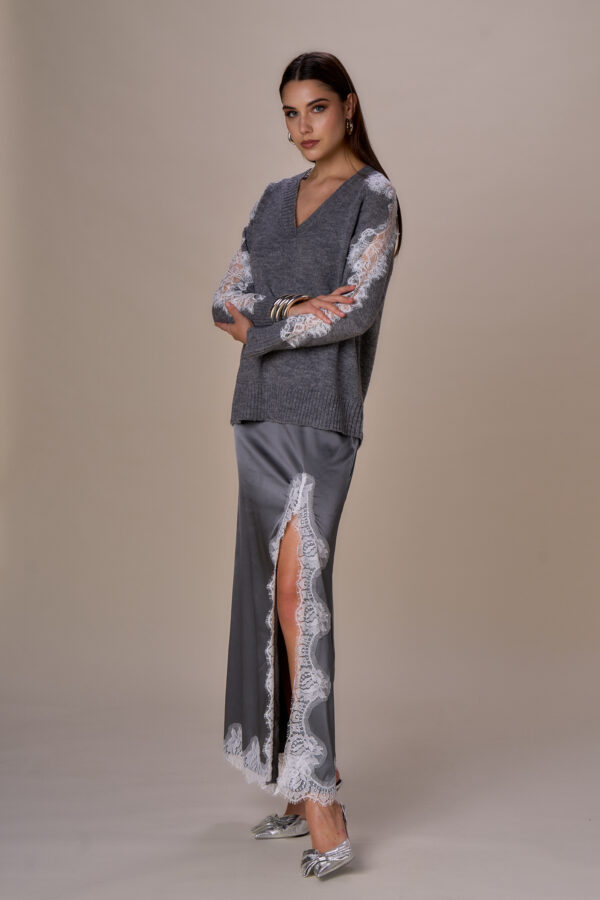 Maglia V pizzo maniche - immagine 3