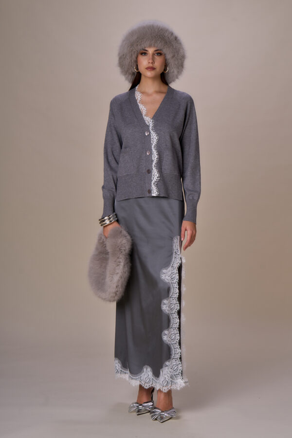 Cardigan pizzo collo