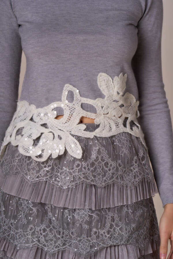 Maglia collo alto fondo pizzo - immagine 4