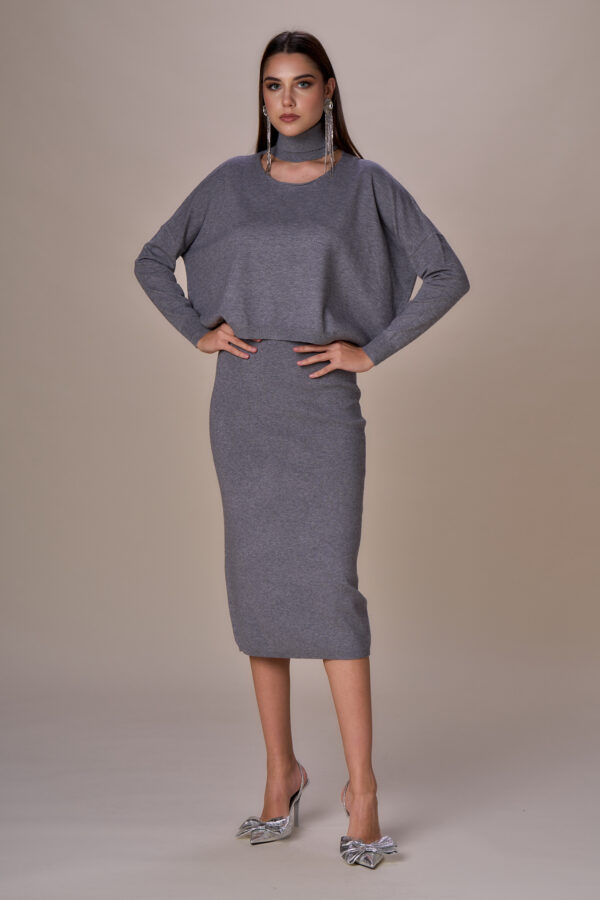 Set maglia collo alto e gonna longuette - immagine 2