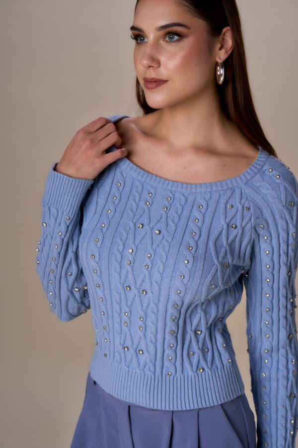 Maglia girocollo trecce diamanti - immagine 4