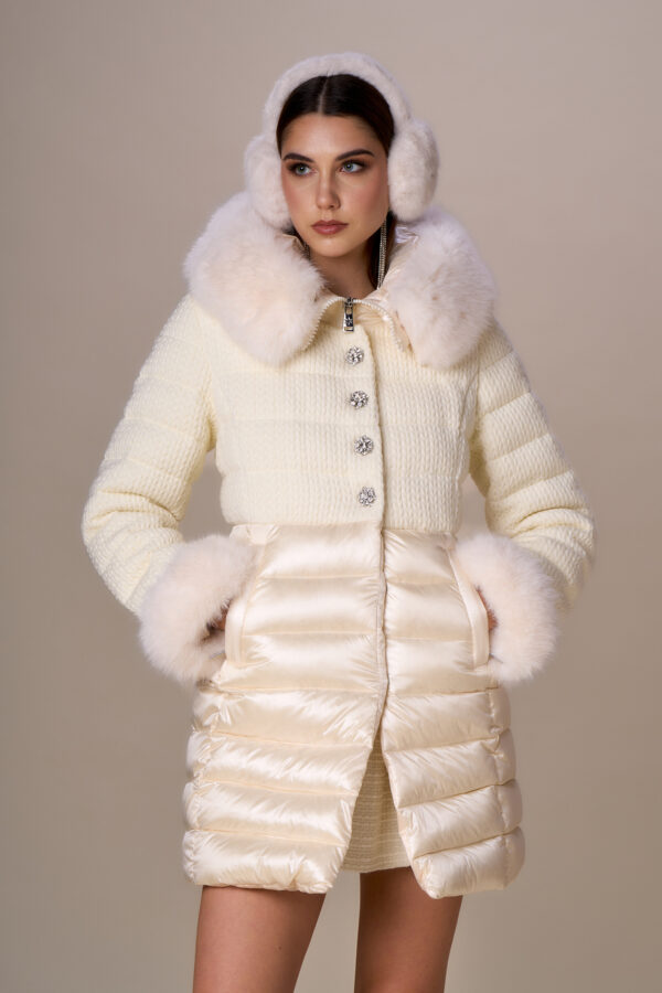 Long single-breasted down jacket - Image 2