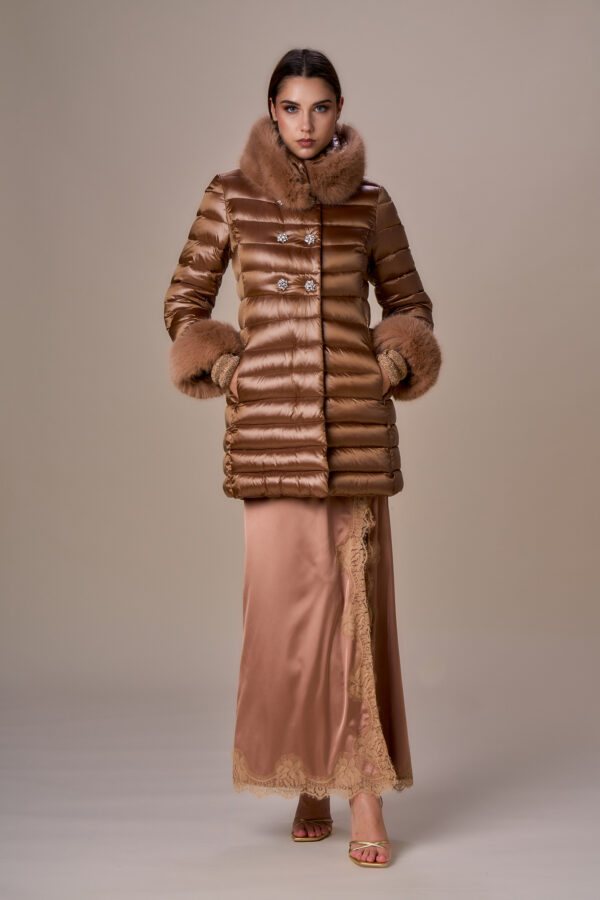 Long double-breasted down jacket - Image 5