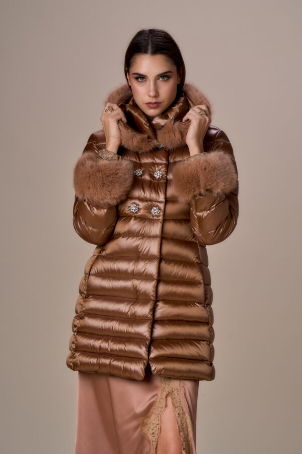 Long double-breasted down jacket - Image 8