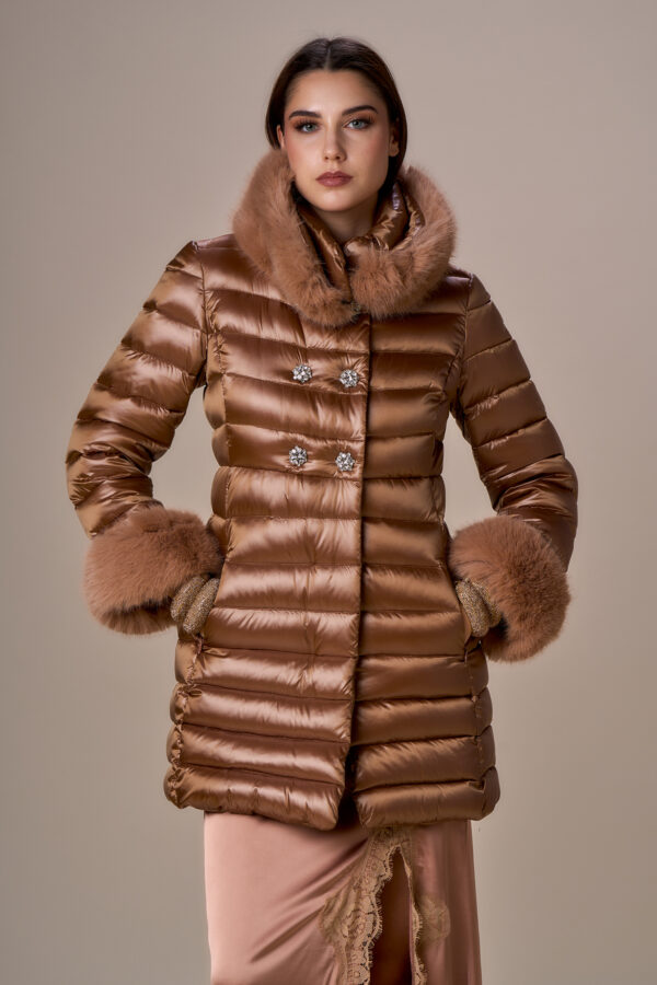Long double-breasted down jacket - Image 9