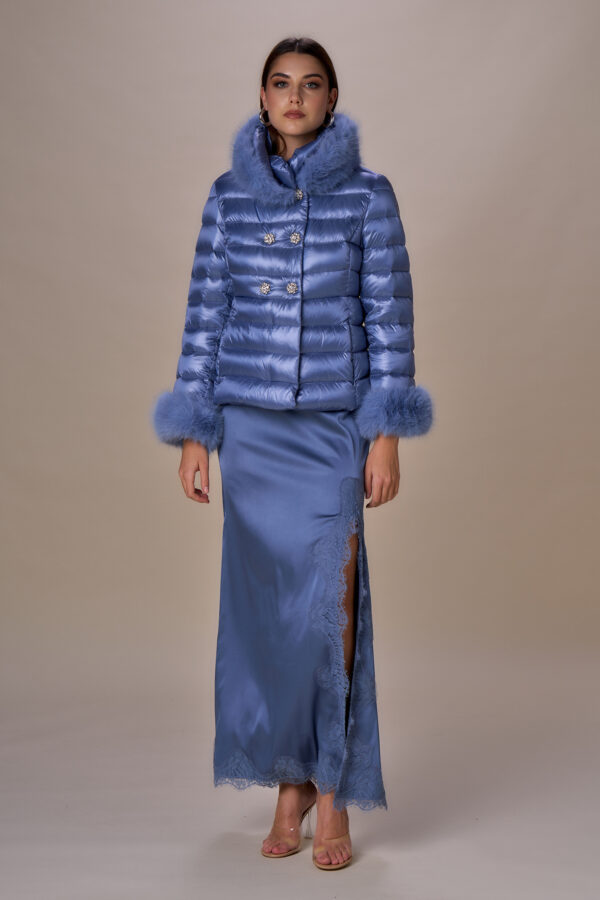 Short double-breasted down jacket