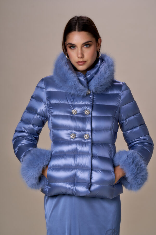 Short double-breasted down jacket - Image 3