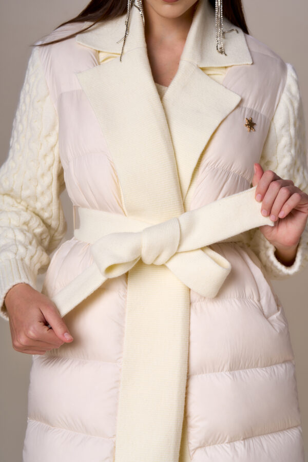 Long cable knit down jacket - Image 10