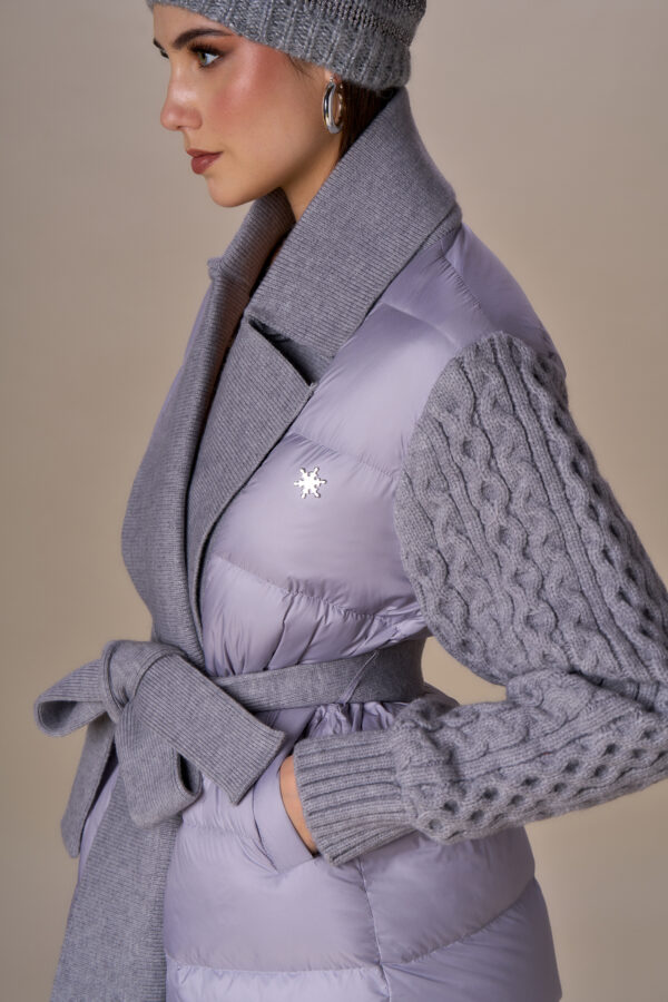 Long cable knit down jacket - Image 4