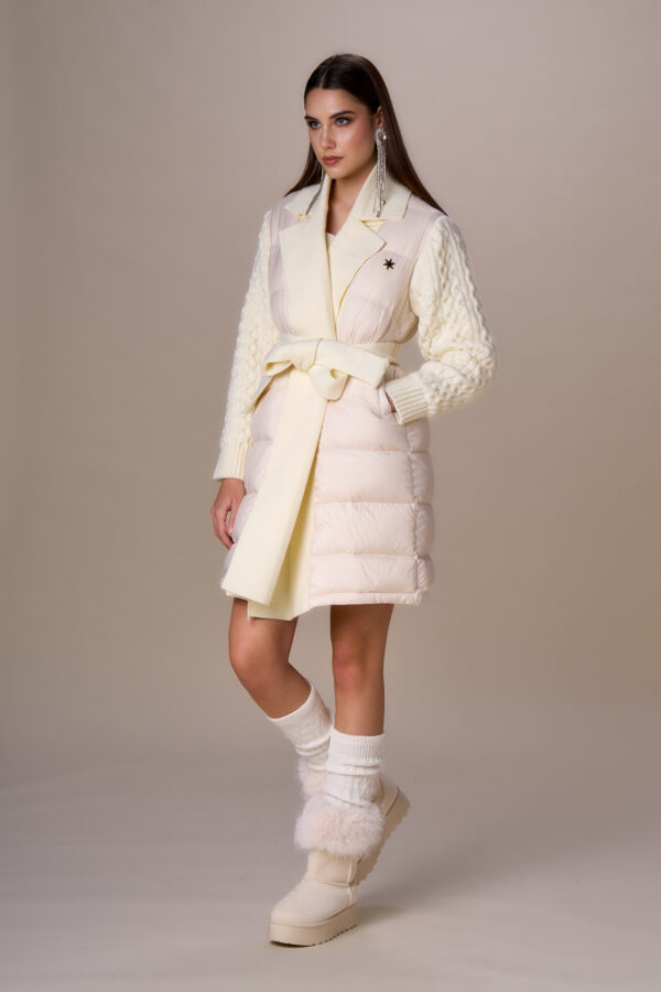 Long cable knit down jacket - Image 5