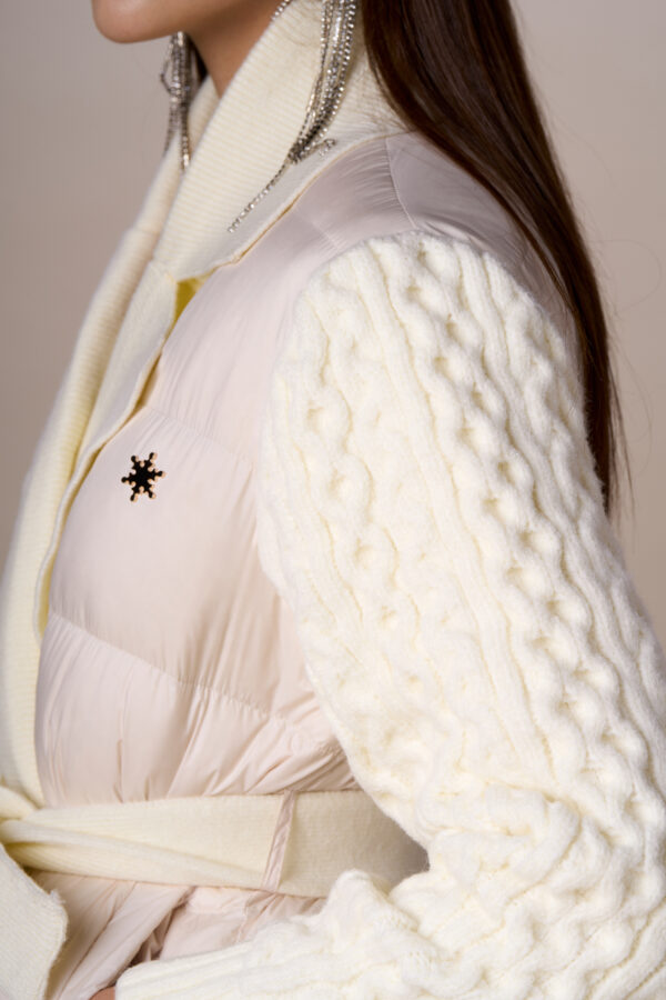 Long cable knit down jacket - Image 8