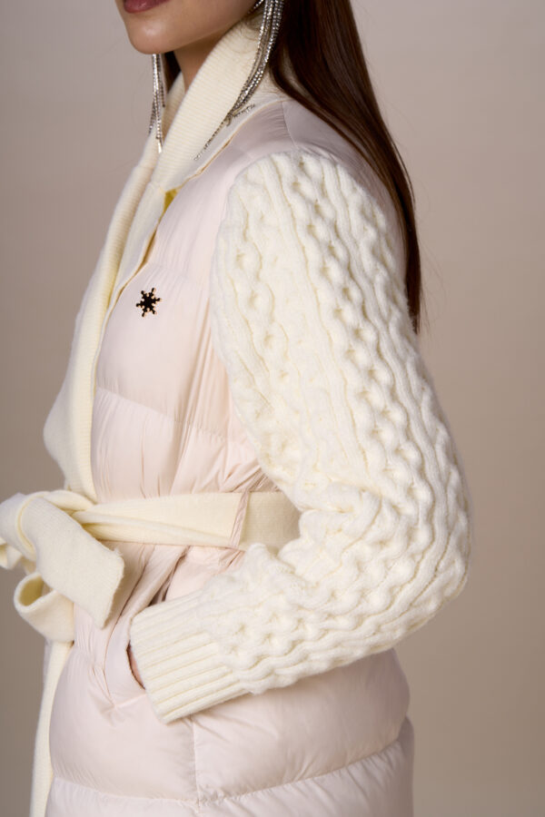 Long cable knit down jacket - Image 9