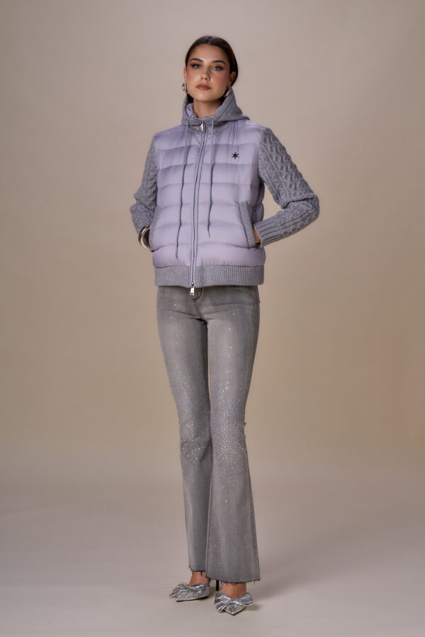 " Short cable knit down jacket"