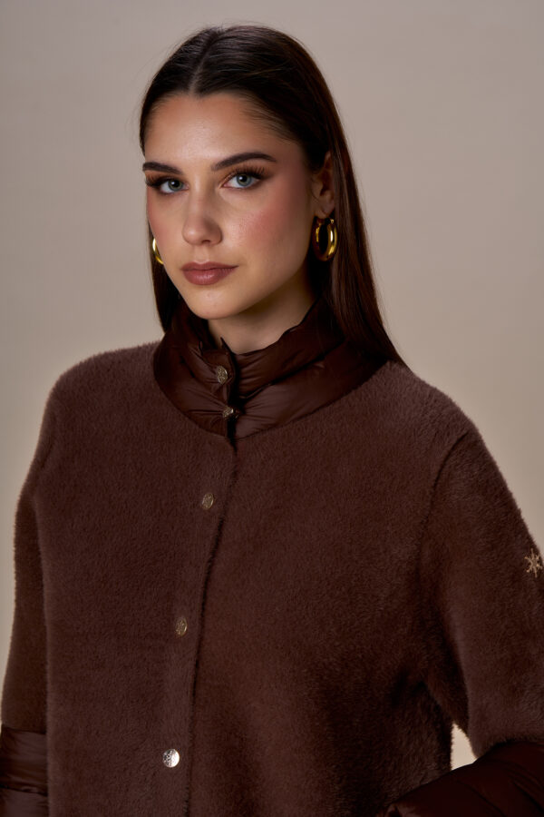 Knitted and fringed down jacket - Image 3