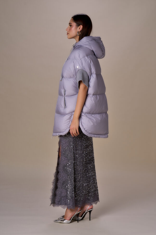 " Lurex ribbed cape down jacket" - Image 2