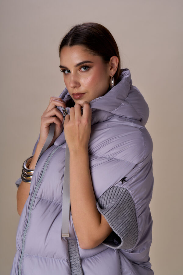 " Lurex ribbed cape down jacket" - Image 4