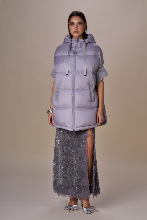 " Lurex ribbed cape down jacket" - Image 6
